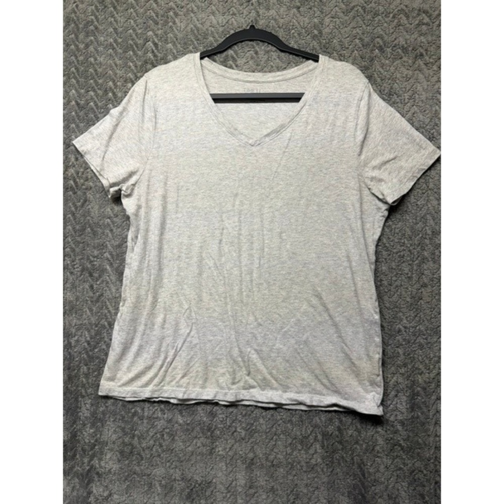 Time and Tru Womens XL 16-18 Light Gray Heather V-Neck Short Sleeve T-Shirt 0712